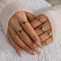 Wholesale 18K Gold Stainless Steel Adjustable Titanium Open Gemstone Rings Fashionable Classic Jewelry for Girls Non-Tarnish