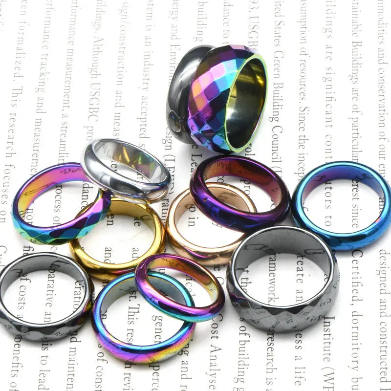 Jewelry Manufacturer Classic Gemstone Non-magnetic Silver Plated Hematite Rings for Men Woman