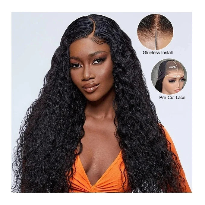 Wholesale Raw Human Hair Deep Wave Glueless Lace Wig 4x6 Transparent Closure Wig Cuticle Aligned Hair Wigs Beginner Friendly