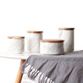 European Seal Marble Sealed Cans Ceramic Canister Set Kitchen Food Storage with Bamboo Lid CNLF