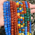 AsVrai U Wholesale Natural Stone Multicolor Cracked Agate Crystal Spacer Loose Round Beads for Jewelry Making DIY Accessory