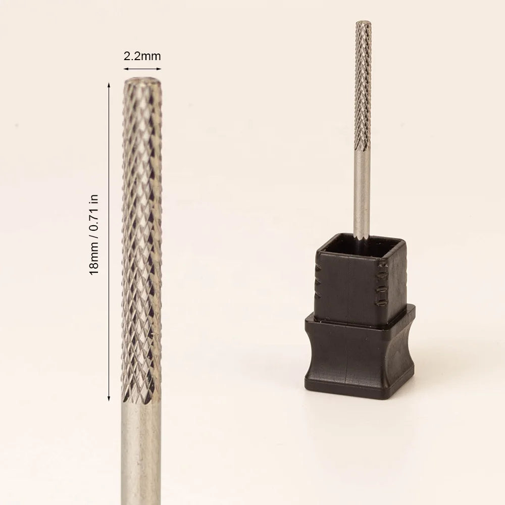 3/32" Shank Professional Safety Efile Manicure Tungsten 18mm Super Long Cuticle Carbide Nail Drill Bit for Extra Long Tips