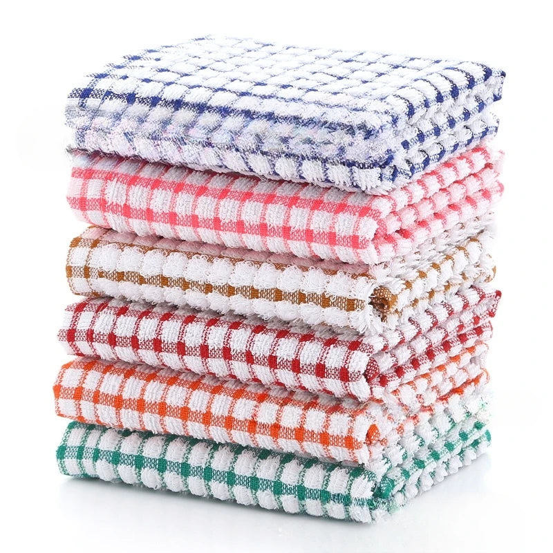 Overlock Gauze Plaid Towel 64*42 CM Tea Towel Large Kitchen Super Absorbent Cleaning Towels 75 g