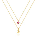 Fashion Jewelry Necklace 925 Sterling Silver Heart Pendant Necklace Round Zircon Double Layer Gold Plated Necklace Women