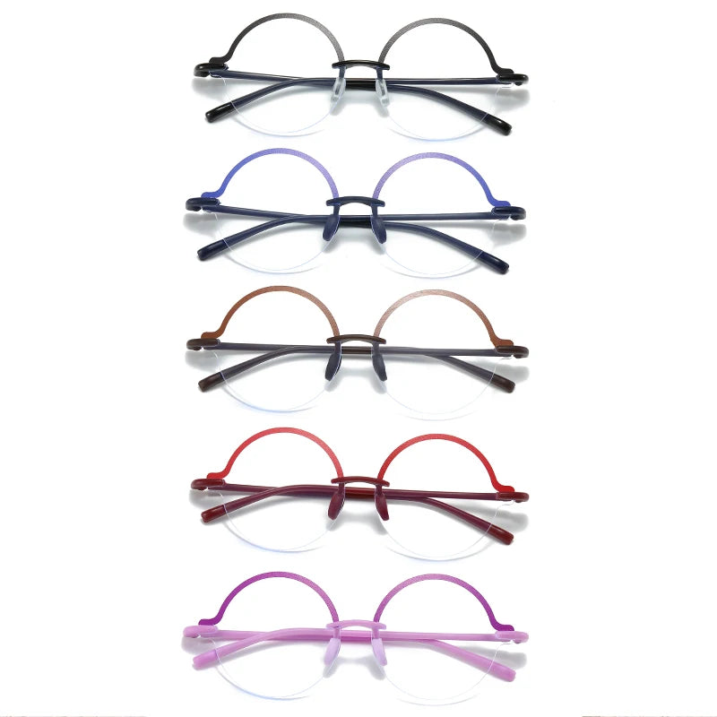 HS2159-11 Unisex Men's Women's Half-Rim Metal Frame Glasses Blue Light Blocking High Quality Fashionable Diamond Face Shape PC