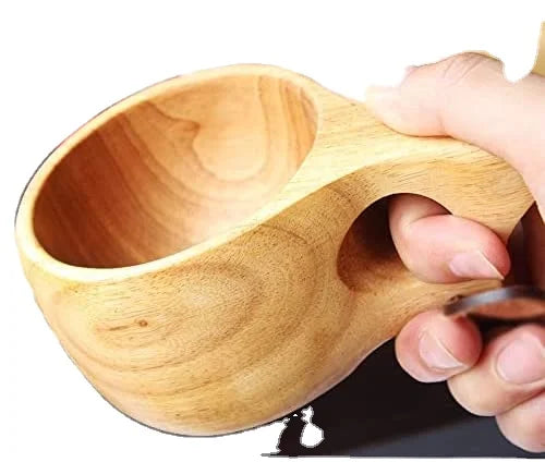 Guansen Handmade European Acacia Wood Tea Cup 400 ML Eco-Friendly Fast Delivery Portable Outdoor Coffee Hiking Camping Picnic