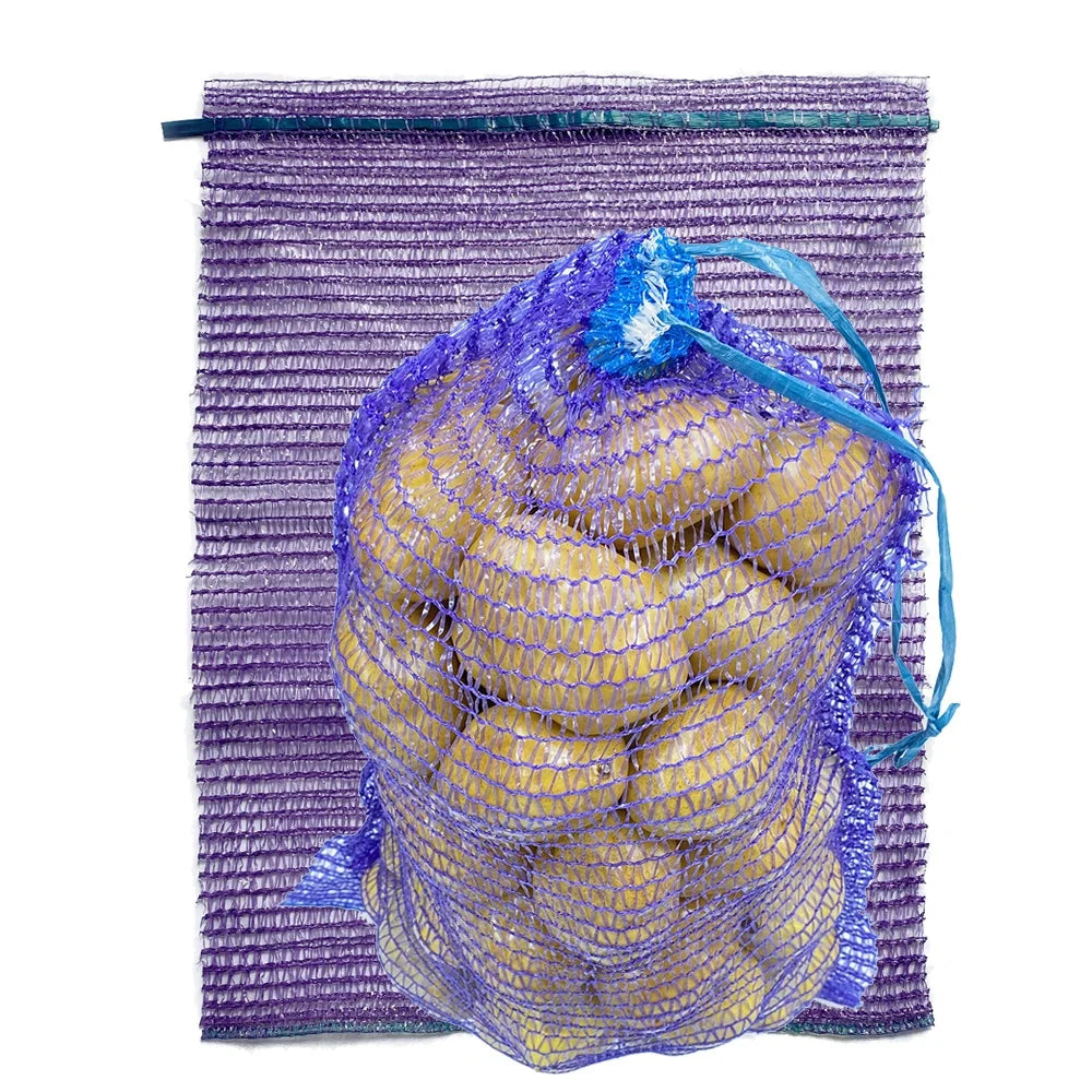 Wholesale Reusable PE Raschel Knitted Mesh Drawstring Bag 3-30KG Capacity Customizable Sizes for Vegetable Fruit Onion Potato