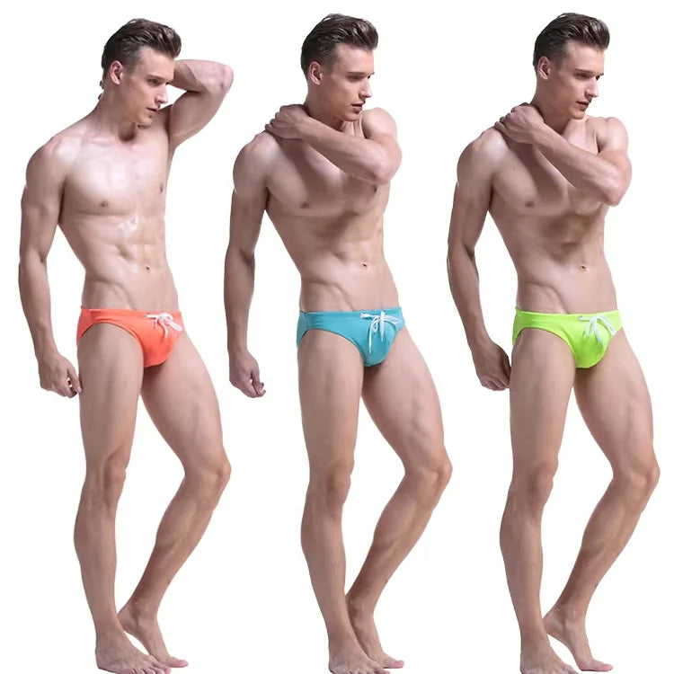 GZFZ-UXH041 Men's Fashion Rainbow Triangle Breathable Swimming Pants Simple Bandage Shorts Man's Brief Boxer