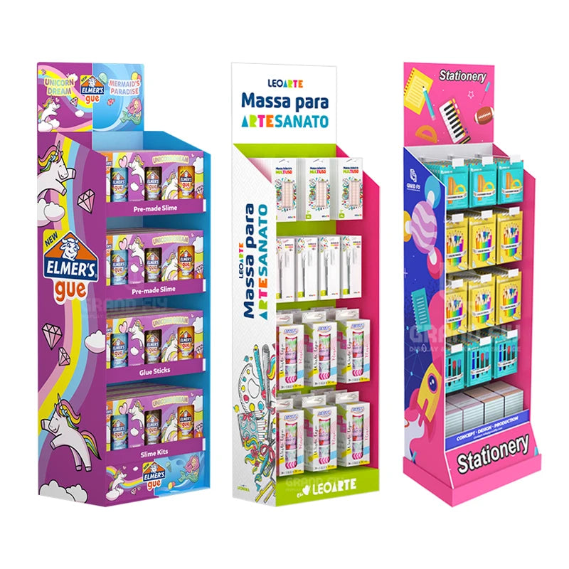 Custom Eco-friendly Recyclable Advertising Notebook Cardboard Display Stand for Retail Shops Floor Standing Book Display Rack