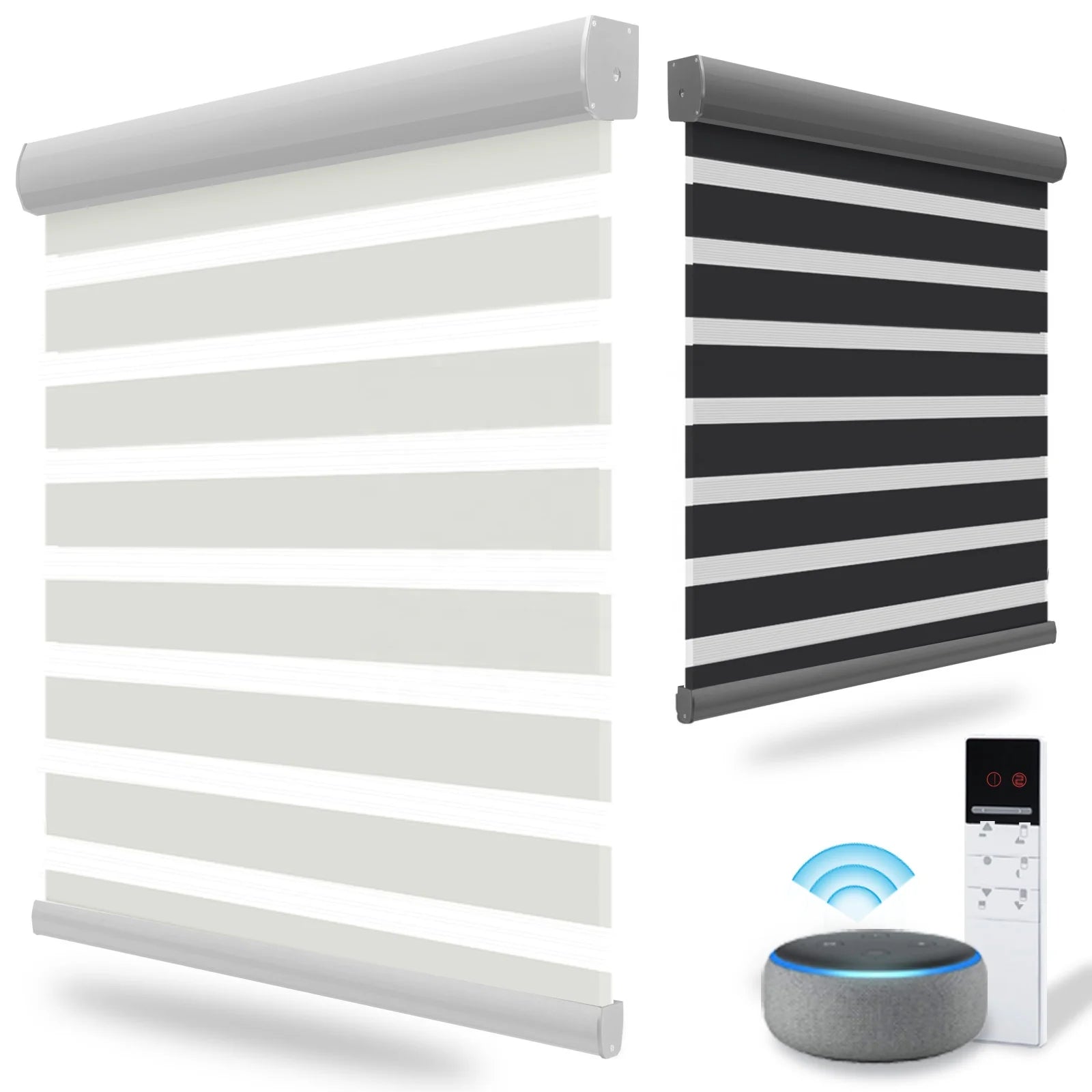 Smart Electric Zebra Blind Motorized Zebra Curtain Roller Blinds for Window Curtain Zebra Shades Blinds Compatible with Alexa