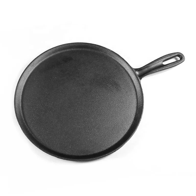 Wholesale Round Cast Iron Pre-seasoned Shallow Nonstick Flambe Pan for Breakfast Gas & Induction Compatible Cookware