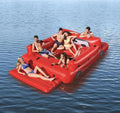 6 Person Giant Red Truck Party Island Inflatable Island Floating Lounge Waterpark Inflatable Floating Water Park