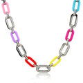 New Fashion Design DIY Color Pendant 316L Silver Plated Acrylic Chain Necklace Jewelry for Women