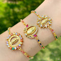 Fashion Copper Plated 18 K Gold Colored Zircon Virgin Mary Charm Bracelet for Women MegaBDM