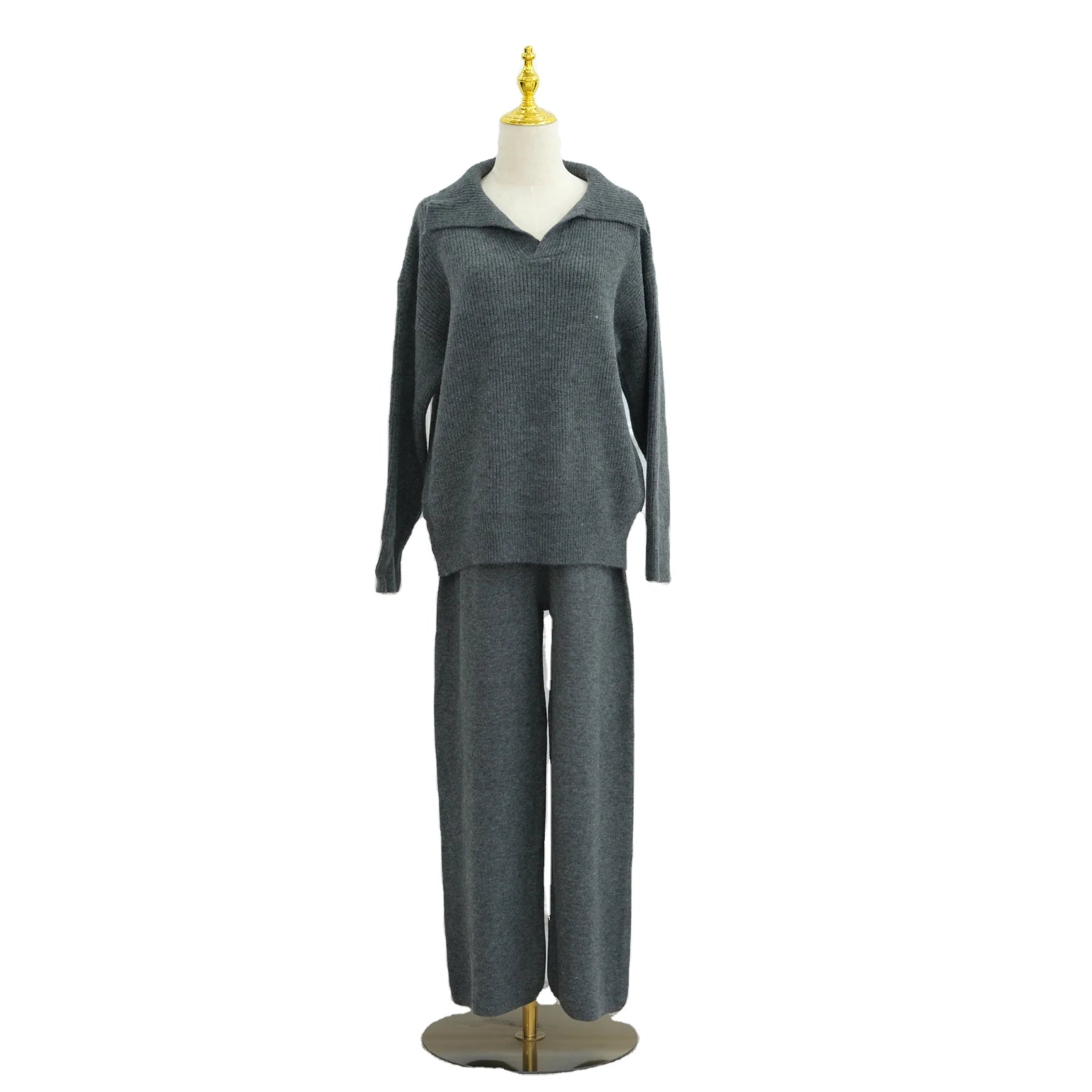 New Fashion 2pcs Women's Casual Islamic Clothing Winter Warm Knitted Sweater & Pant for Autumn Ladies' Ramadan Abaya From Turkey