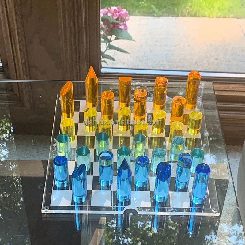 Acrylic Chess Set Custom Game Board European Luxury Educational Toys Home Art Birthday Gift