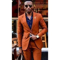 Fashion Orange Men Wedding Tuxedos Groom Wear Notch Lapel Slim Fit Men Blazer Prom Dinner Dress Formal Clothing Custom Made