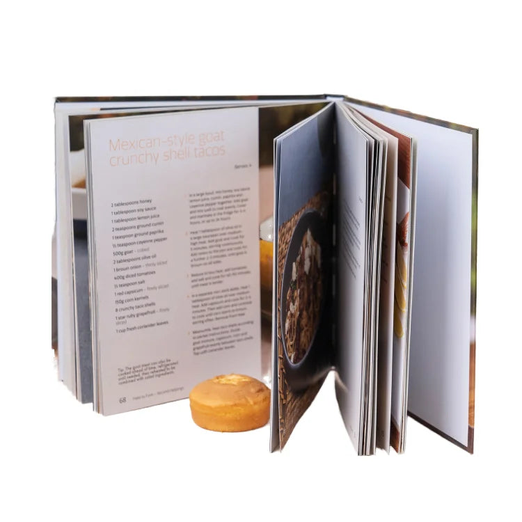 Full-Color Printed Healthy Recipe Brochure A4/A5 Hard Cover Offset Food Cooking Paper for Publishing on Cardboard