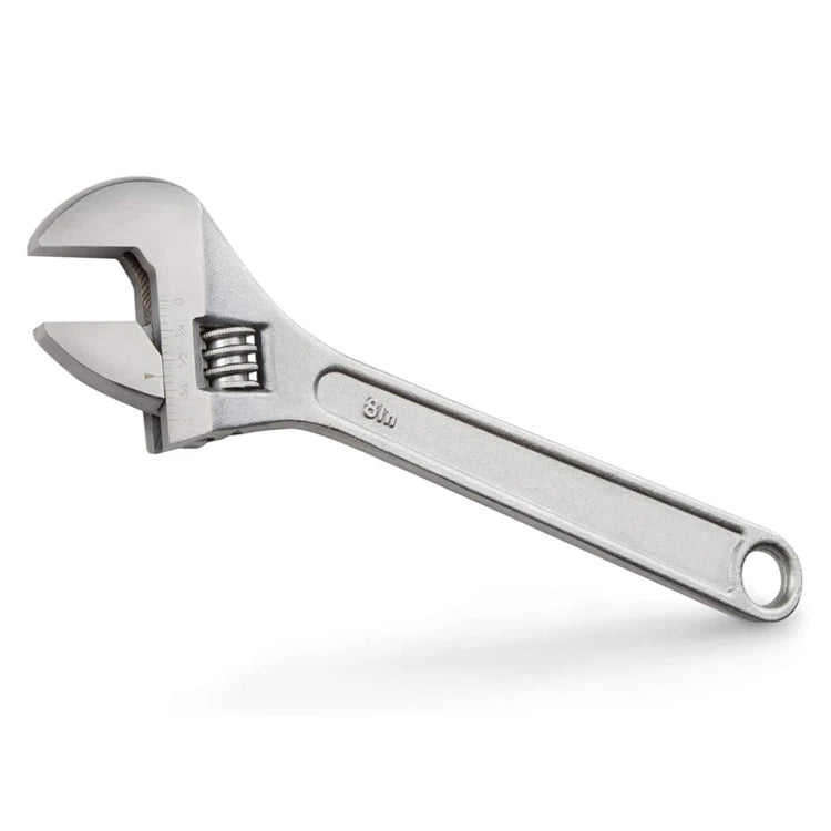 YUHANG 8-Inch Chrome-Plated Carbon Steel Hex Head Adjustable Spanner Wrench Metric System DIY Grade 500 N-m Max Torque 3-Year