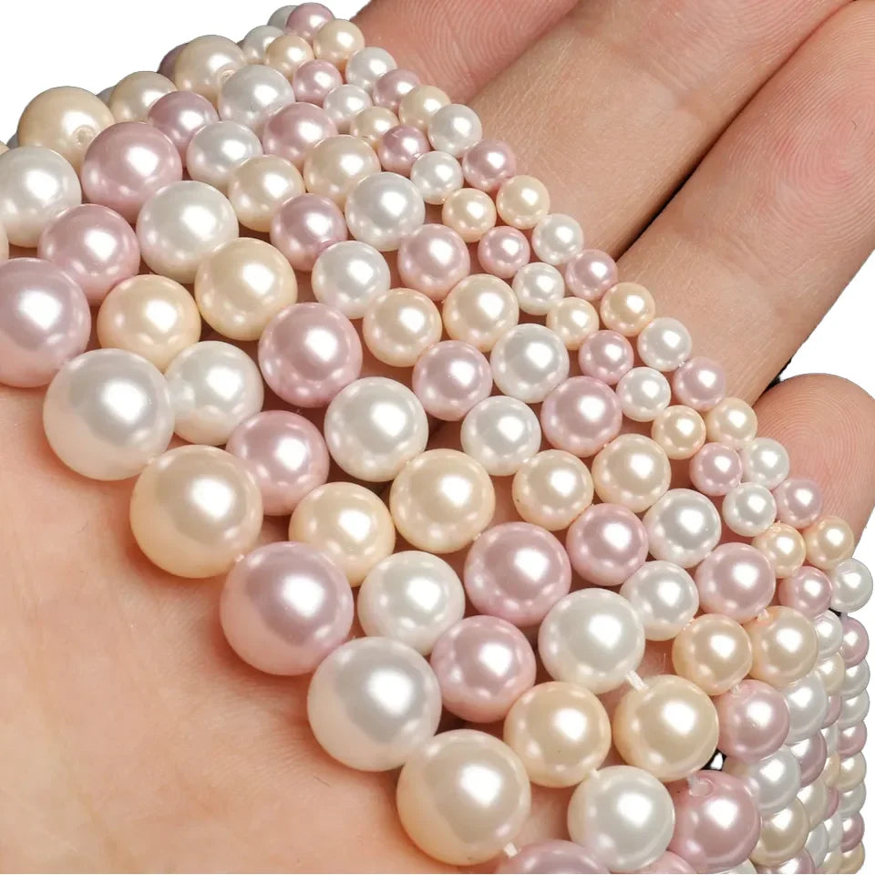 White Pink Natural Shell & Bone Beads 4 6 8 10mm Loose Spacer Beads for DIY Jewelry Making for Bracelets & Earrings