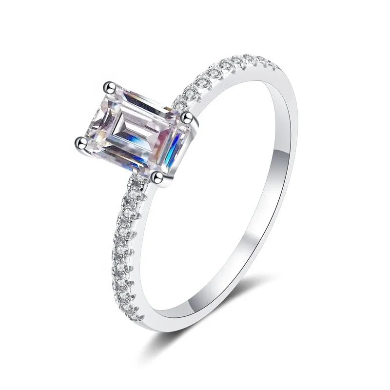 Valentines Day Jewelry 2023 Square Moissanite 925 Sterling Silver Ring Moissanite Jewelry With GRA Certificate