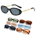 Vintage Oval Round Full Frame Style Personality Chain Temple Glasses Sunglasses Metal Temple Small Cat Eye Metal Sunglasses