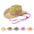 Wholesale Fashion Trendy Two Tone Color Hand Made Paper Straw Cowboy Hats for Women Men Summer Sun Shade