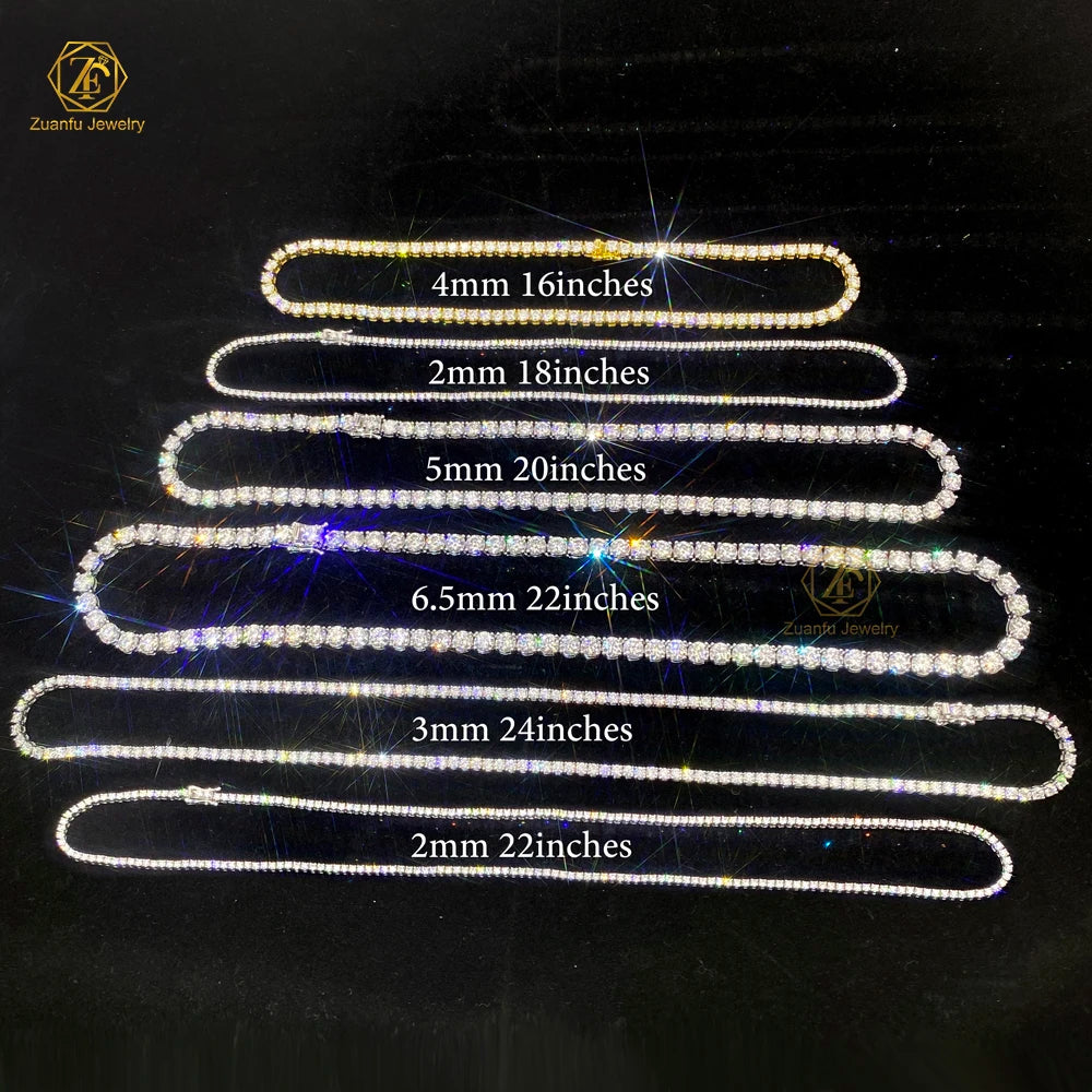 Lab Grown 3MM 4MM Diamond Tennis Bracelet 10K Solid Gold Hip Hop Style D VVS-VS CVD HPHT Diamond Tennis Chain Necklace High