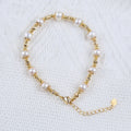 Zhuji Natural 7-8mm Freshwater Pearl Bracelet Button Shape Trendy Design with Diamond for Wedding Party or Gift