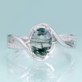 A5511 Excellent Finishing 925 Sterling Silver Natural Gems Drop Ship Fine Colored Gemstone Moss Agate Vintage Ring