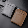 Men's Wallet Pu Card Clip Business Retro Durable Zipper Wallet Anti-theft Anti-demagnetization Short Wallet