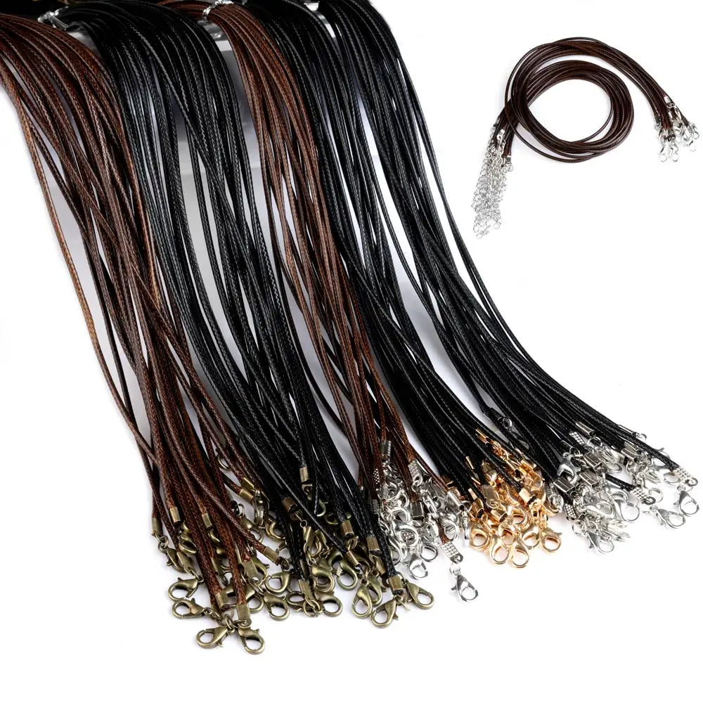 1.5mm 2mm Various Colors Lobster Clasp Wax Cord Leather Rope Chain for Pendant Necklace Jewelry Making