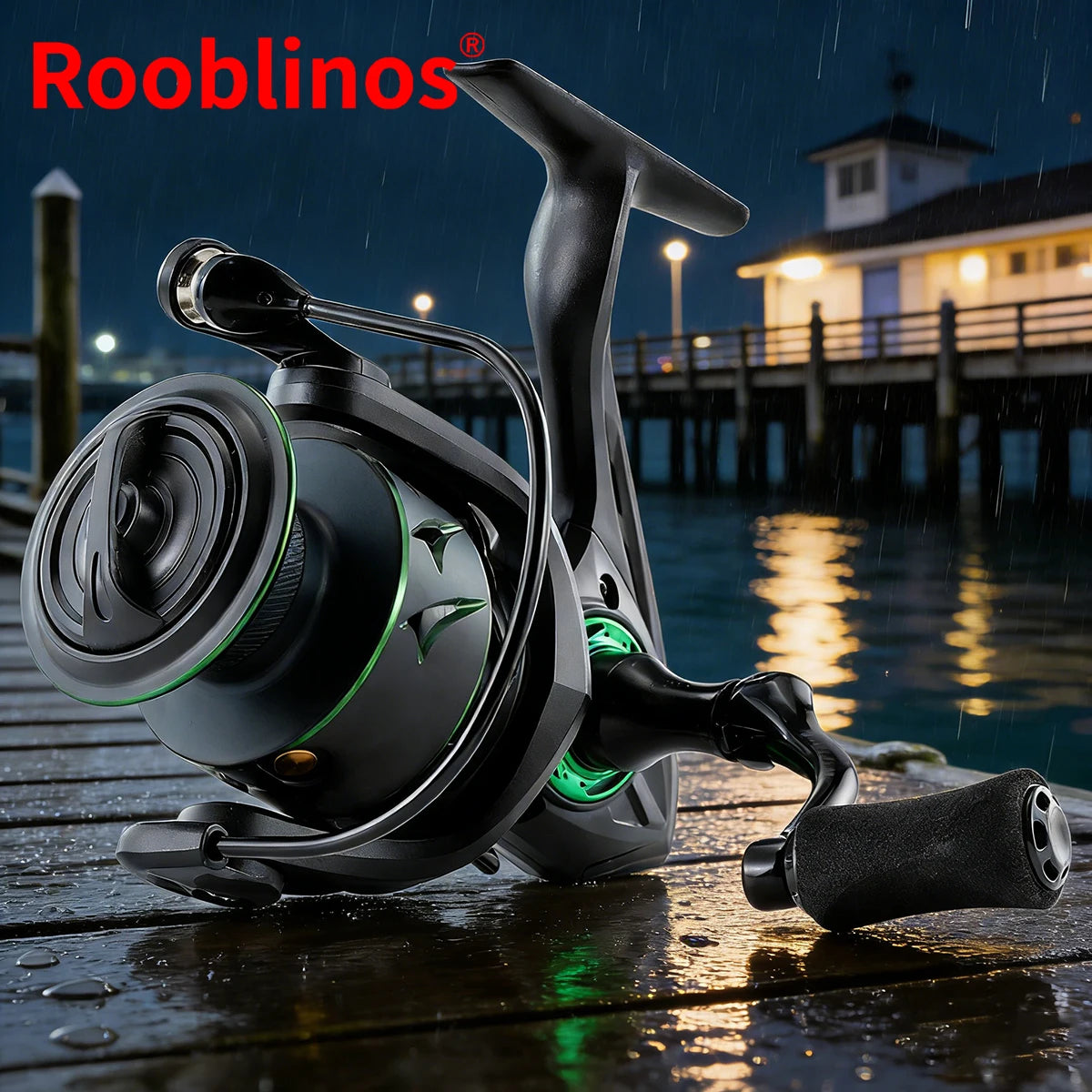 [Germany Stock] Rooblinos RF Left Hand Spinning Fishing Reel 5.2:1 Gear Ratio Fake Bait Nylon for Lake & River