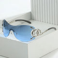 STORY 2024 Fashion Conjoined Shades Rimless Luxury One Piece Oversized Y2K Big Frame Eyewear Snake Temple Sunglasses for Women