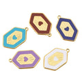 5Pcs Stainless Steel Single Side Enamel Rhomboid Middle Peach Heart Charms Pendants for Necklace DIY Jewelry Earrings Bulk
