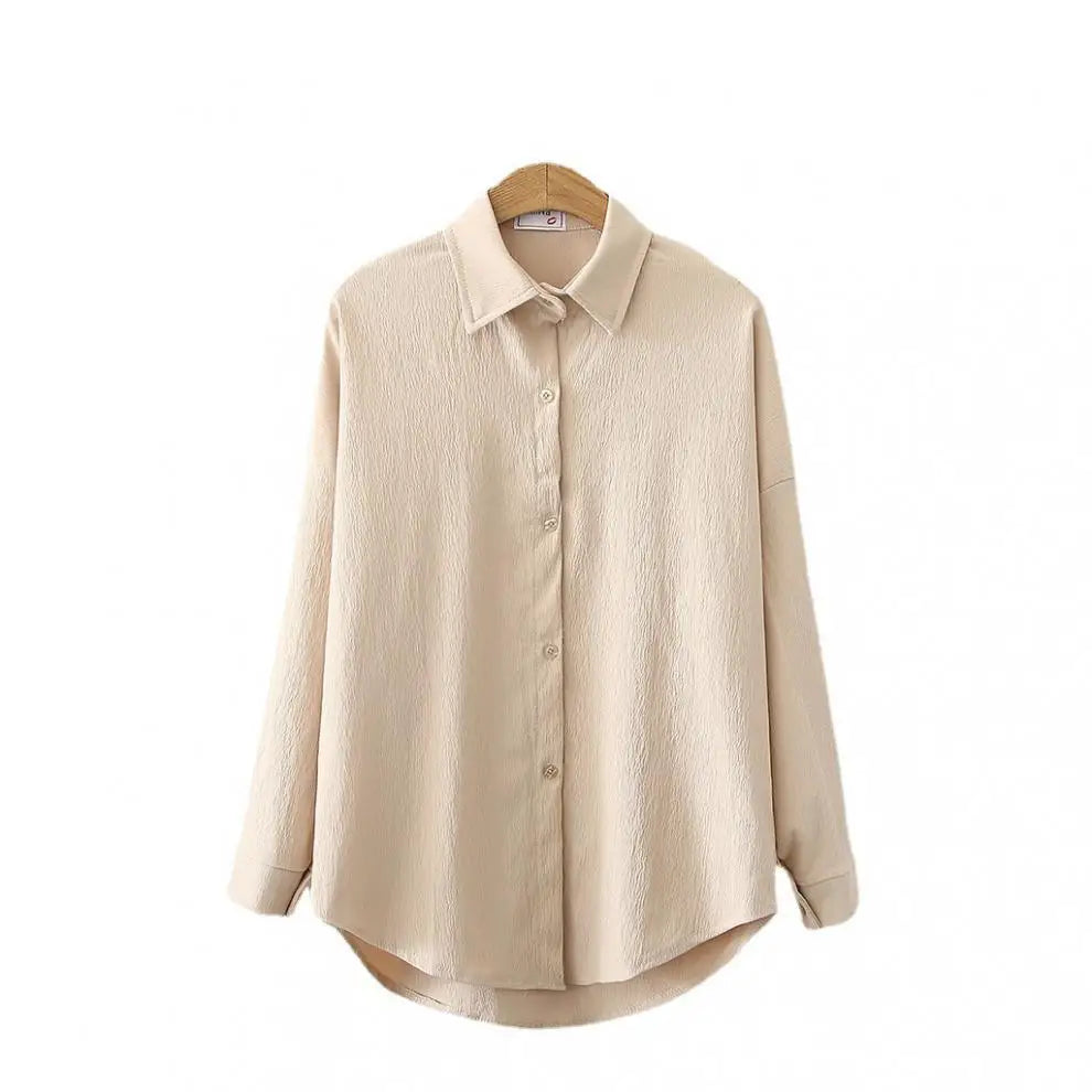 Wholesale of New Women's Shirts Simple Long-sleeved Blouses Plain Color Shirts Solid Color Plus Size Women's ClothesWomen Floral