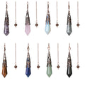 Hot Copper Retro Pattern Stone Pendulum and Metal Chain Crystal Natural Stone Charms Divination Hypnosis Healing Soul Witchcraft