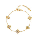 NEW Fashion Women Jewelry Stainless Steel PVD Gold Plated Flower Earrings and Bracelet Set