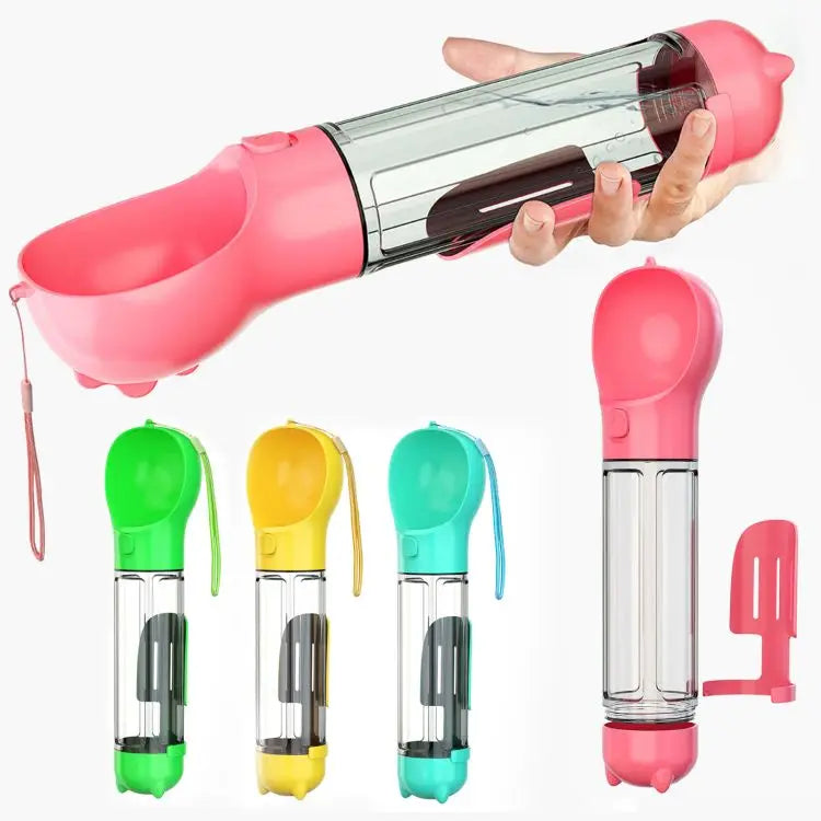 Portable Dog Water Bottle with Food Compartment Multifunctional Eco-friendly Plastic Outdoor Travel Shovel