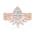 OAHLAN Rose Gold Plated & Silver Fashion Women's Jewelry 1CT Pear Cut Cubic Zircon Copper Ring Set  Wedding Band Engagement