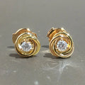 Huitan Trendy Statement Earrings Low MOQ 18K Gold Plating Diamond Earrings Rose Flower Cubic Zircon Stud Earrings for Women