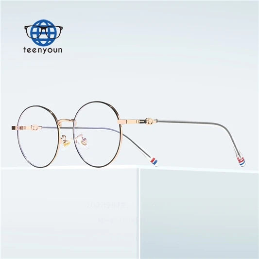 Teenyoun Factory Wholesale New Design Retro Round Metal Eyewear Frame Computer Blue Light Blocking Glasses Custom Logo