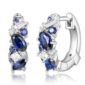 CAOSHI Simple Style Irregular Design White/Blue Crystal Zircon Earrings for Fashion Party Silver Plated Hoop Earrings for Women
