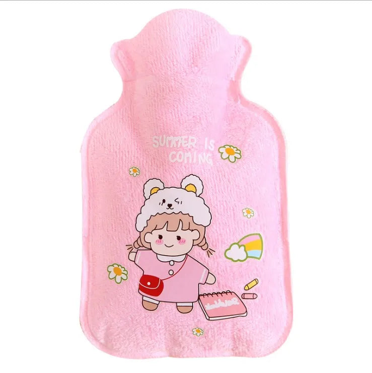 Cartoon Plush Hot Water Bag Students Portable Water Injection Cute Mini Warm Hands Girls Warm Belly Hot Water Bag