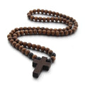 Spot Direct Sale Cross Necklace Men's Short Wood Bead Necklace Wood Pendant Clothing Accessories Necklace