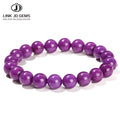 JD Women Genuine Gemstone Handmade Elastic Healing Jewelry Top Quality Natural American Purple Mica Lepidolite Bead Bracelet