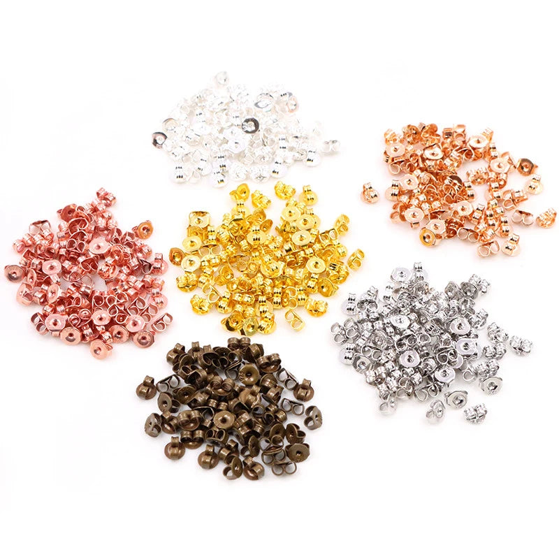 100pcs/lot High Quality Silver Plated Rose Gold Color Copper Earring Back Plug Earring Settings Base Ear Studs Back Wholesale