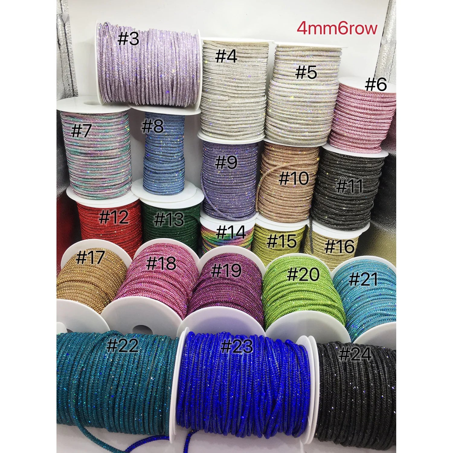 4MM 6 Row Bling Bling Wire Cutting Rope Crystal Rhinestone Tube Rope For Decoration Diy Rhinestone Rope Clothing Hats Shoes