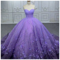 Jancember 6580 Purple Glitter Lace Appliqued Ball Gown Evening Party Prom Quinceanera Dresses