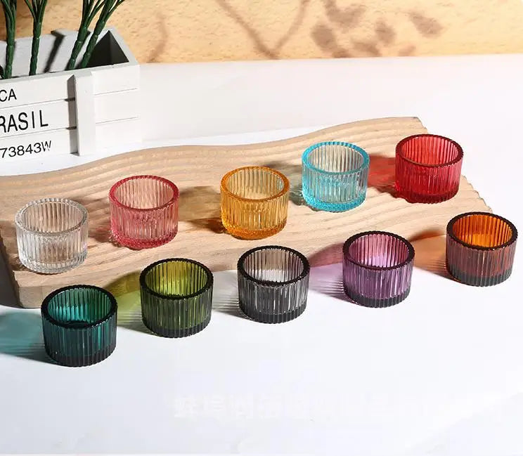 Home Candle Holder Decorative Glass Candle Jar Simple Candlestick Empty Round Cup